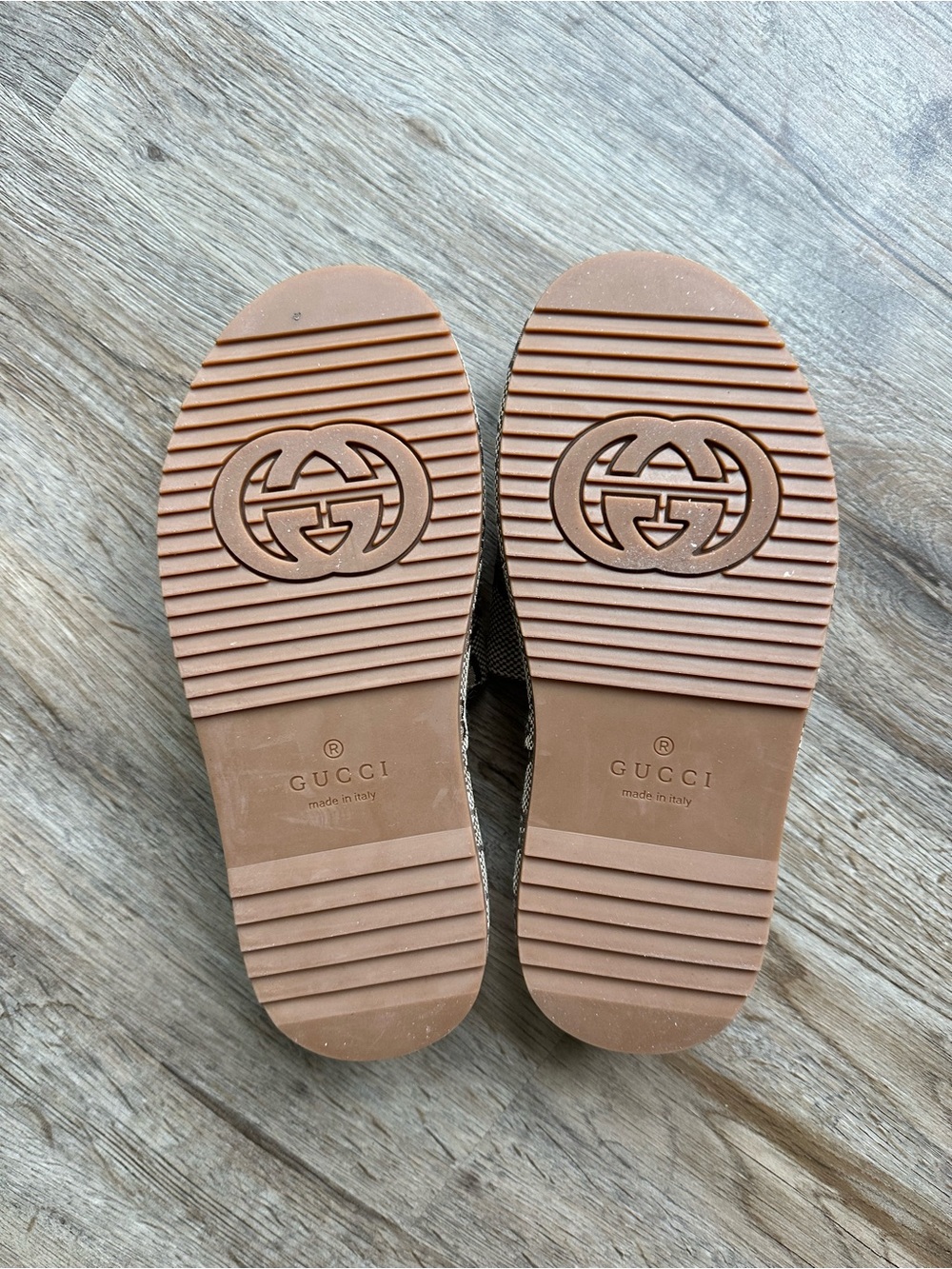 Gucci Beige and Brown GG Monogram Slide Sandals - Picture 2 of 4